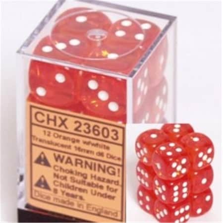 Toys4.0 Chessex Translucent Orange & White d6 Dice Block TO3754784